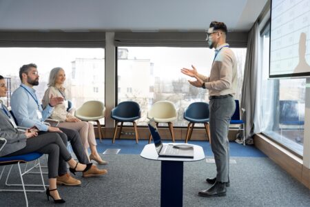 man giving presentation
